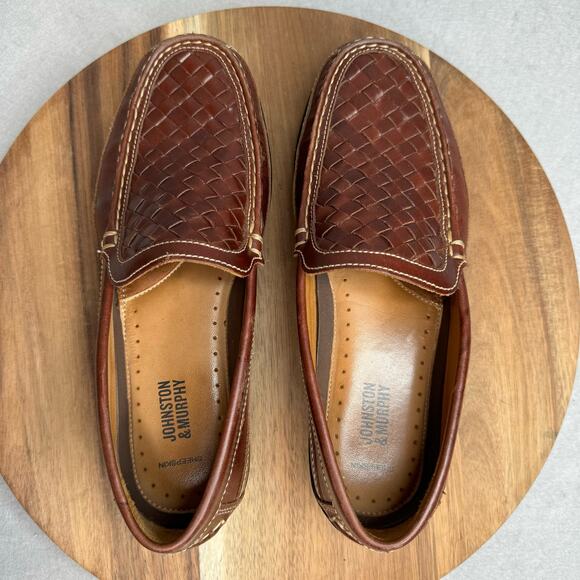 Johnston & Murphy Woven Venetian Leather‎ Loafer Brown Mens Size 8 #25-8344 - Picture 7 of 9